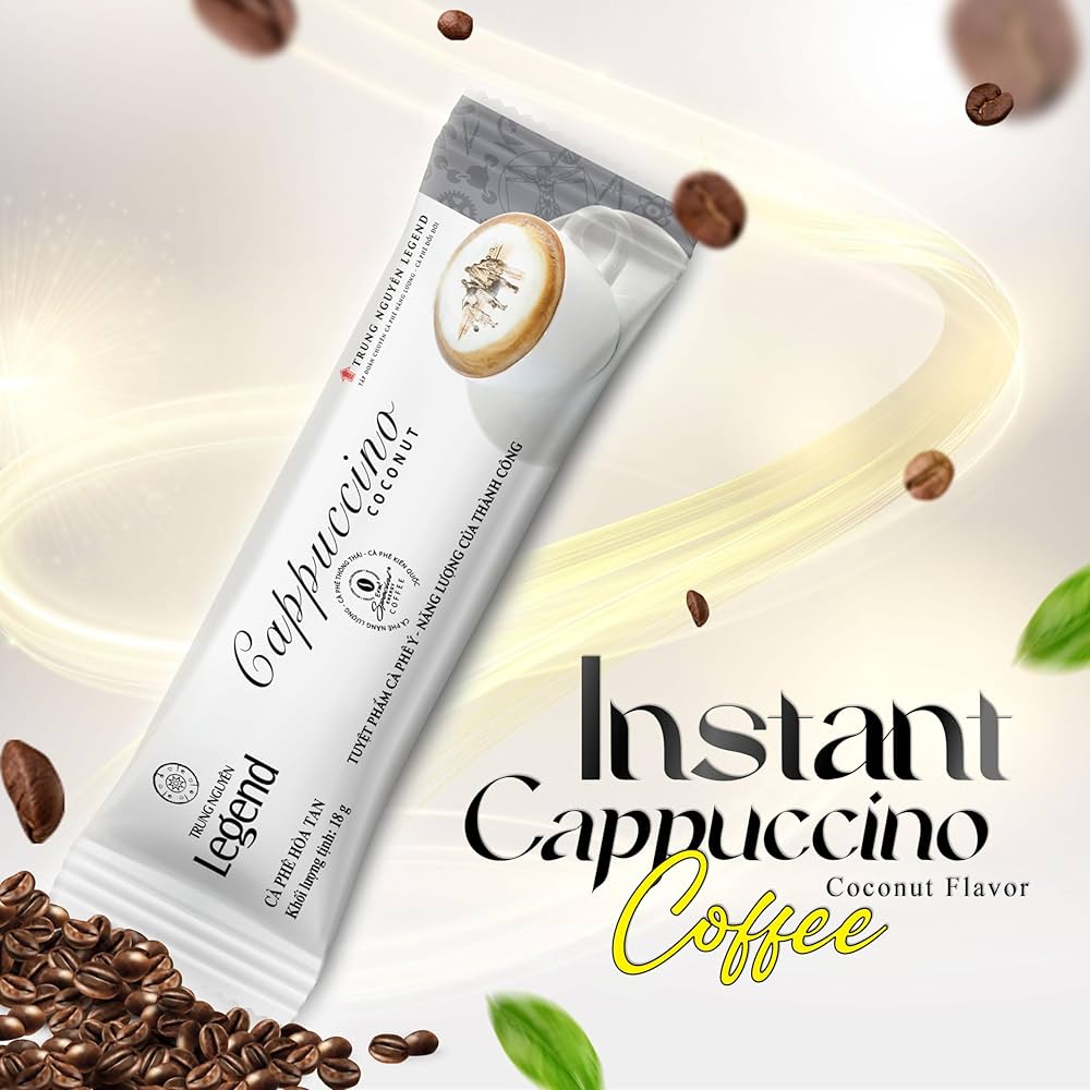 Trung Nguyen Legend Cappuccino Coconut 3in1 - 1 box (12 sachets x 18g) 216gr kopi sachet instant capucino premium vietnam 1